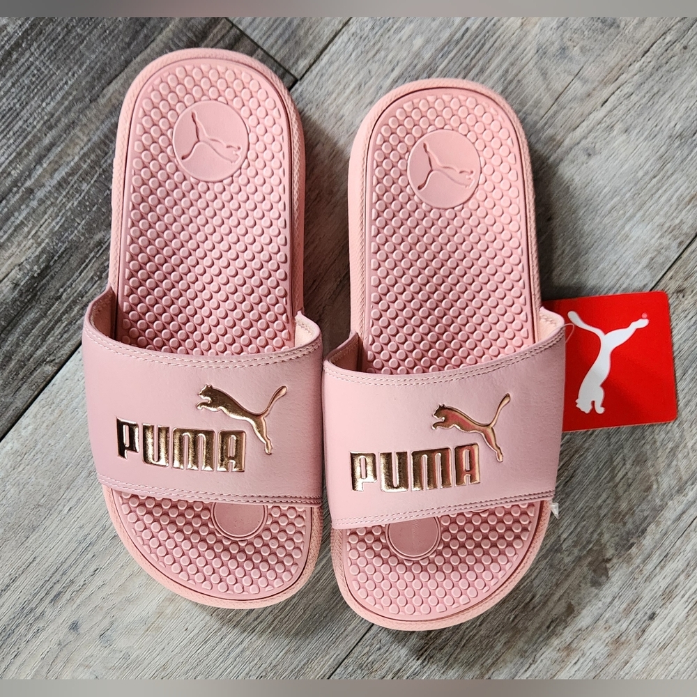PUMA Little Girl's Cool Cat Bridal Rose Pink/Gold Comfortable Slides